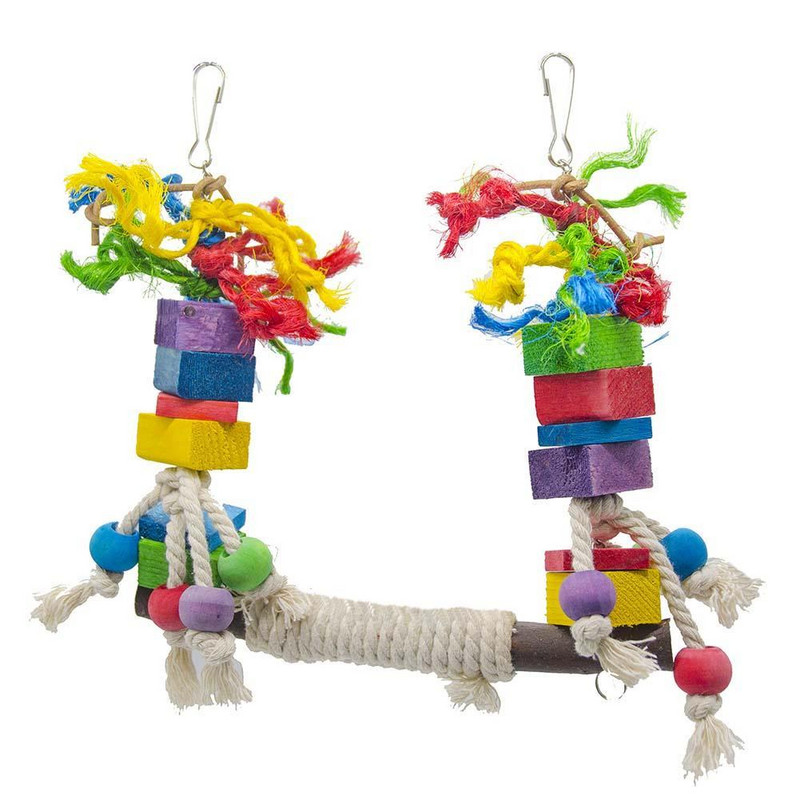 Bird Chewing Swing Toy, Parrot Colorful Stand Παιδική χαρά Κρεμαστό σταντ κοντάρι Αξεσουάρ κλουβιού πουλιών Κρεμαστό παιχνίδι για Cockatiel
