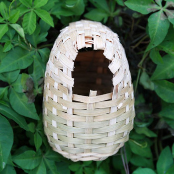 Ръчно плетено гнездо на колибри Къщичка за птици от естествен бамбук Външна колиба за птици за врабче Гнездо за нощуване на малка чинка 2022 г. Ново