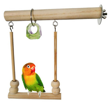 Ξύλινη κούνια παπαγάλου που ροκανίζει παιχνίδια παπαγάλος βάση πέρκας Ξύλινο παιχνίδι κούνιας πουλιών για Cockatiels Conure Finch Lovebird