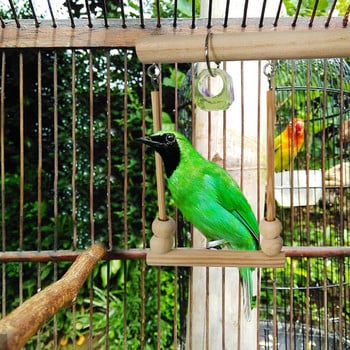 Ξύλινη κούνια παπαγάλου που ροκανίζει παιχνίδια παπαγάλος βάση πέρκας Ξύλινο παιχνίδι κούνιας πουλιών για Cockatiels Conure Finch Lovebird