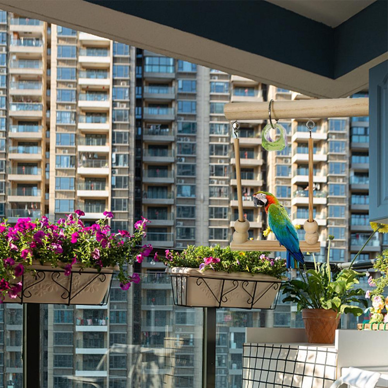 Drvena ljuljačka za papige Igračke za grickanje Stalak za papige Drvena ljuljačka za ptice za korelije Conure Finch Lovebird