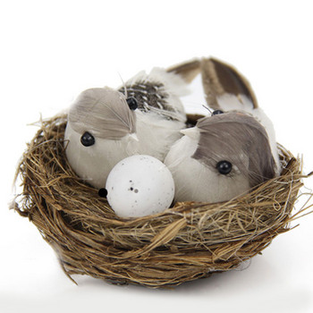 1 комплект изкуствено пернато ръчно изработено птиче гнездо креативно птиче яйце костюм птици градинска декорация фон реквизит реалистични птици