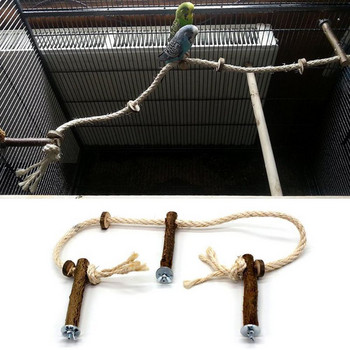 1 τεμ. Toy Bird Rope Perches Climbing Rope Bungee Bird Toys Rope Perch Stand Κλουβί Σχοινί Ξύλινη βάση πέρκας για Parrot Parakeet