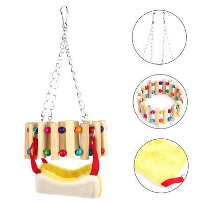 Jucărie mică pentru animale de companie cu hamac, jucărie pentru agățat cușcă papagal, jucărie leagăn pentru hamster, jucărie de mestecat iepure veveriță Totoro chinchilla