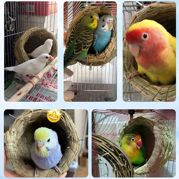 Ръчно изработено плетено сламено гнездо за птици, гнездо за разплод, люк, къща, клетка за птици, къщичка за птици за папагал, папагал, корела, влюбена птица, гълъб, гълъб