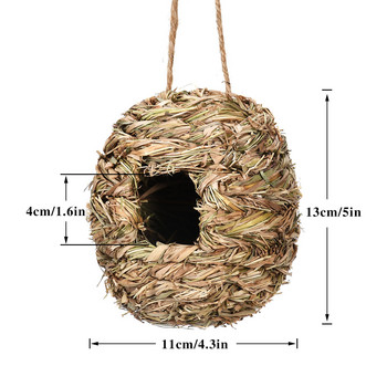 Handwoven Bird Huts Cage Natural Reed Grass Hummingbird House Outdoor Hanging Hatching Breeding Bird Nest For Garden Garden Decors