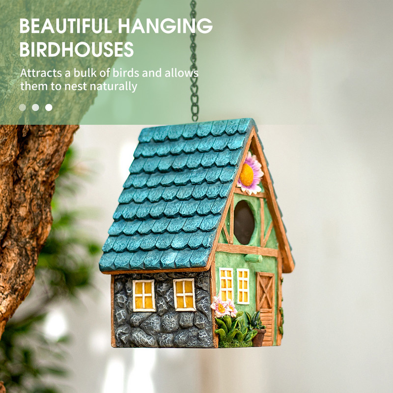 Cușcă pentru păsări din rășină agățată Curte Amenajare grădină Pasăre Ne-st Cutie pentru casă agățată pentru perusi pentru balcon Amenajare a teritoriului Decorare în aer liber
