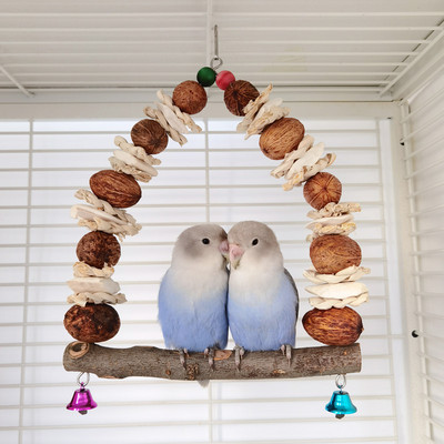Papagaiļa ābola koka šūpoles Putni knibina krāsainas krelles rotangpalmas bumbu rotaļlietas Xuanfeng peonijas koka mango kokšķerēšanas piederumi