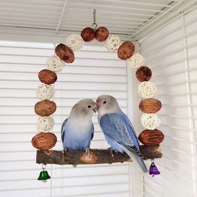 Papagaiļa ābola koka šūpoles Putni knibina krāsainas krelles rotangpalmas bumbu rotaļlietas Xuanfeng peonijas koka mango kokšķerēšanas piederumi