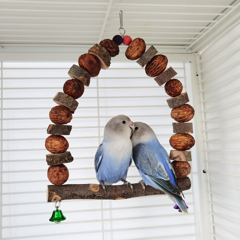 Papagaiļa ābola koka šūpoles Putni knibina krāsainas krelles rotangpalmas bumbu rotaļlietas Xuanfeng peonijas koka mango kokšķerēšanas piederumi