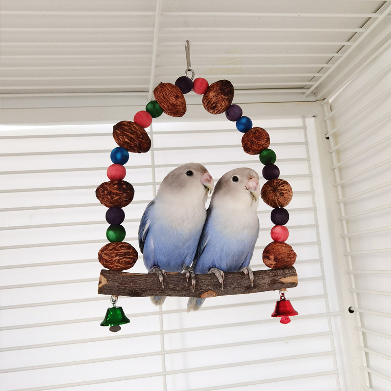 Papagaiļa ābola koka šūpoles Putni knibina krāsainas krelles rotangpalmas bumbu rotaļlietas Xuanfeng peonijas koka mango kokšķerēšanas piederumi