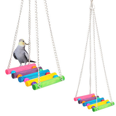 2PCS Parrot Swing Toy Дървена птица Стълба Играчка Папагал Висяща играчка Корела Стойка Клетка за птици Папагал Костур Аксесоари за птици