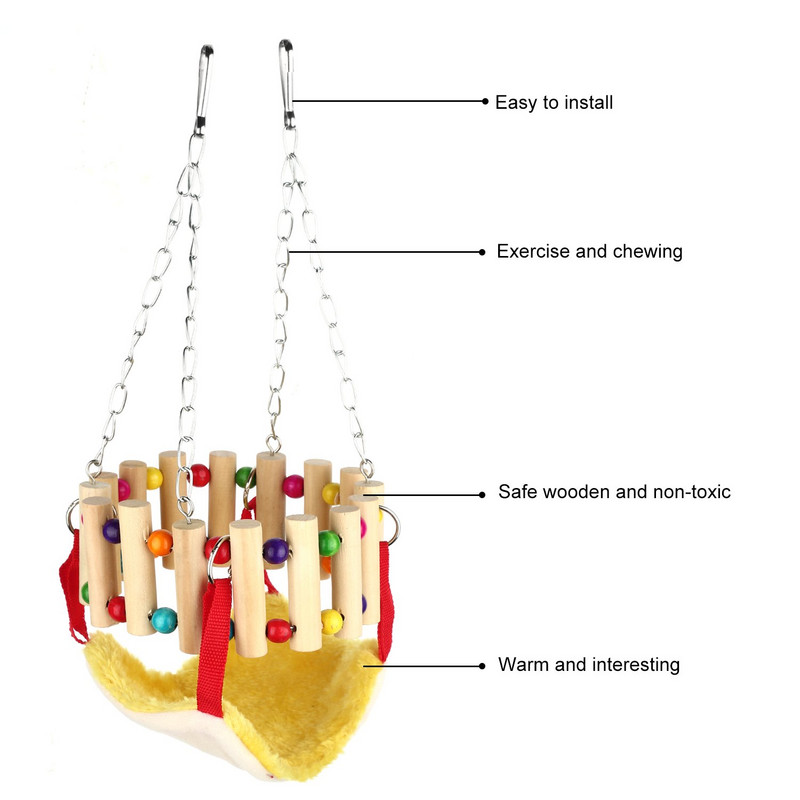 Jucărie mică pentru animale de companie cu hamac, jucărie pentru agățat cușca papagal, jucărie leagăn pentru hamster, jucărie de mestecat iepure veveriță Totoro chinchilla