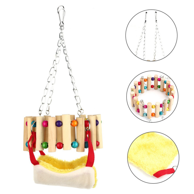 Jucărie mică pentru animale de companie cu hamac, jucărie pentru agățat cușca papagal, jucărie leagăn pentru hamster, jucărie de mestecat iepure veveriță Totoro chinchilla