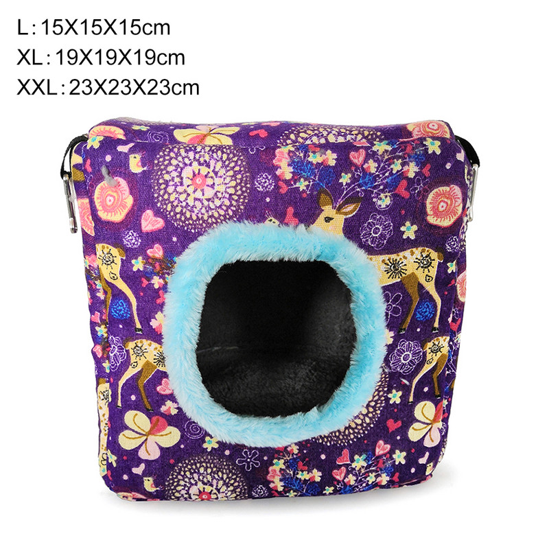 Cuib de pluș moale de păsări papagal, iarnă, pat cald de dormit, hamac pentru animale de companie mic, burete din bumbac, cușcă pătrată agățată, jucării pentru casă