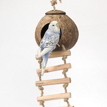 Parrot Natural Coconut Shell Bird Nest Hideout House Кошара Птици Консумативи за хамстери морски свинчета