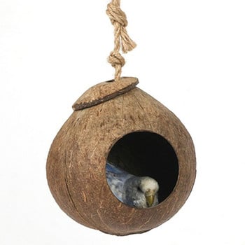 Parrot Natural Coconut Shell Bird Nest Hideout House Кошара Птици Консумативи за хамстери морски свинчета