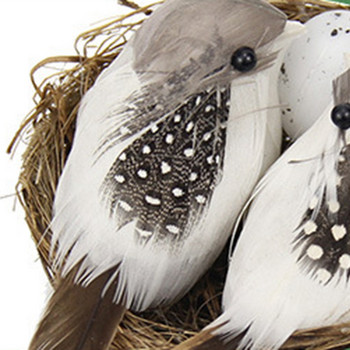 1 комплект реалистични пернати птици с гнездо и птичи яйца, изкуствени занаяти птици за градински партита Декорация на морава Украшение за домашен автомобил