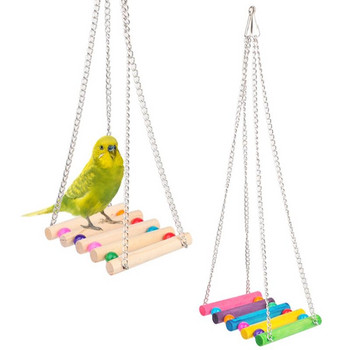 2PCS цветна клетка за папагал люлка дървена декоративна стълба за птици люлка папагал висяща люлка папагал интерактивни играчки консумативи за птици