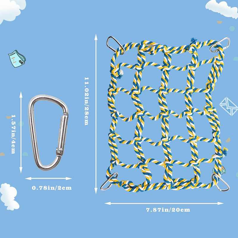 Animal de companie colorat frânghie de alpinism plasă agățat hamac cușcă accesorii decor cu cârlige pentru hamster veveriță papagal