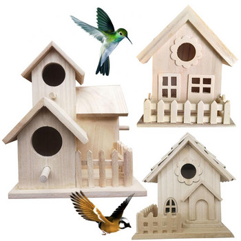 Красива креативна дървена клетка за къща за развъждане на птици, кутия, монтирана на стена клетка за папагали, домашна градина, двор, балкон, висулка, декорация