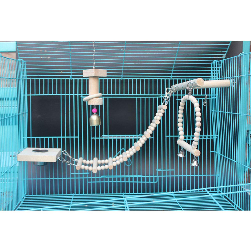 Kavez za ptice Ljuljačke Ljestve T Stalci za igranje Igračke Viseće platforme za papige Platforma s hranilicom za ptice Drveni blok za žvakanje Zvono Perle Igračke