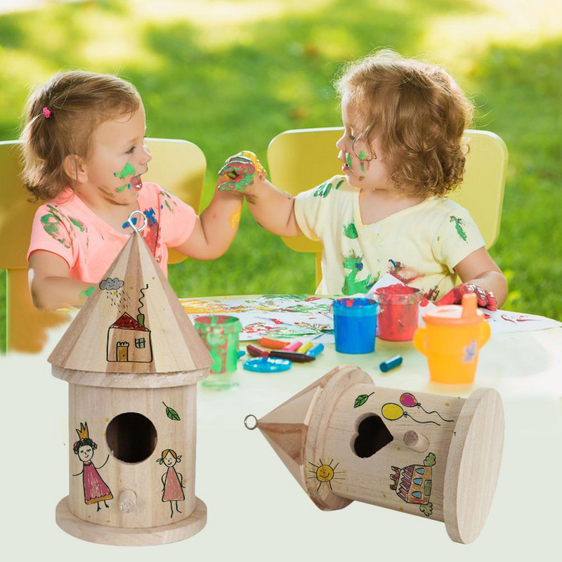 2020 Νέα DIY Bird House Bird Nest Υπαίθρια κρεμαστή τροφοδοσία πουλιών Παιδικές χειροτεχνίες για εξωτερικούς χώρους Κήπος Διακόσμηση σπιτιού Φωλιά κλουβιού πουλιών