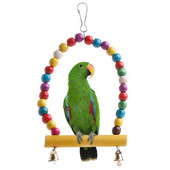 1PC păsări agățat biban rezistent la mușcături leagăn papagal din lemn pentru exercițiu jucărie multicoloră pentru animale de companie Stand accesorii pentru păsări