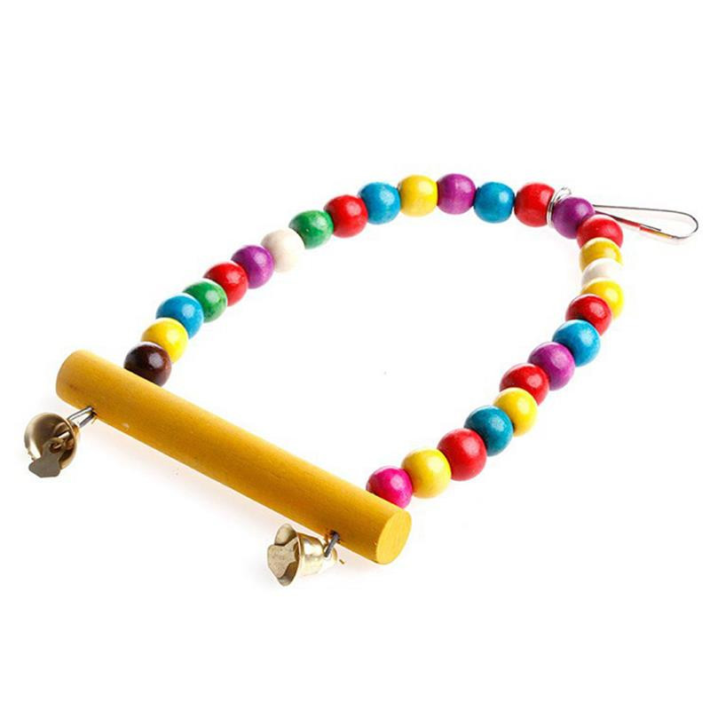 1PC păsări agățat biban rezistent la mușcături leagăn papagal din lemn pentru exercițiu jucărie multicoloră pentru animale de companie Stand accesorii pentru păsări