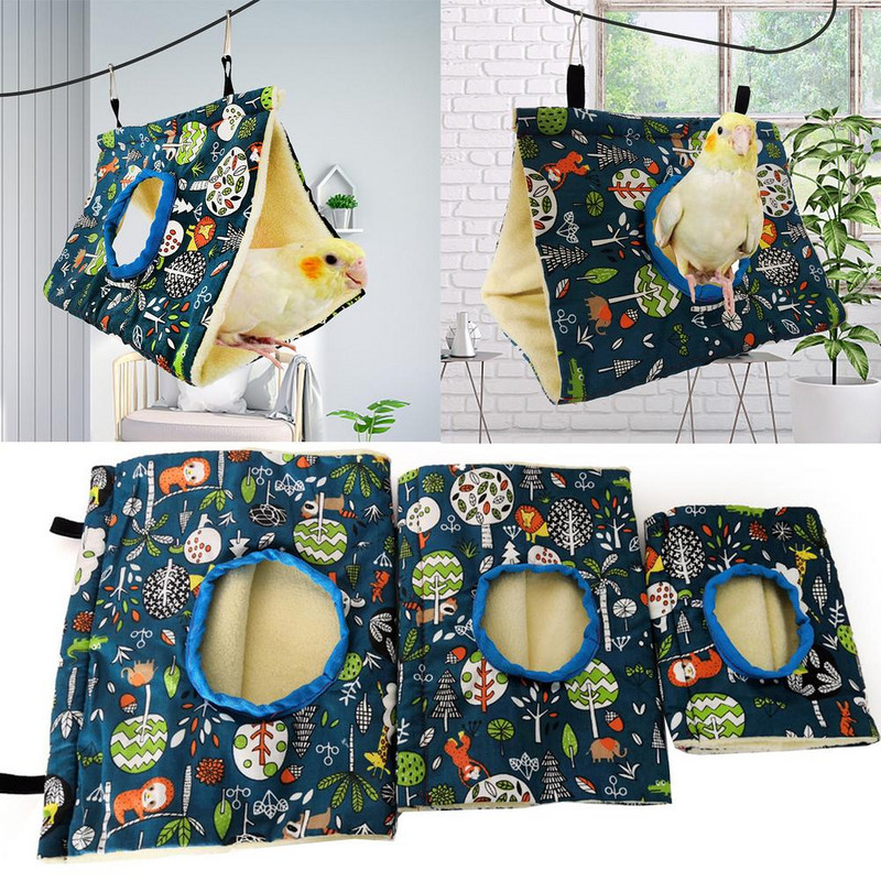 Cuib de papagal din pluș moale, hamac pentru papagal, pat cald suspendat pentru animale de companie, cușcă, colibă, cort, casă de jucărie pentru animale mici