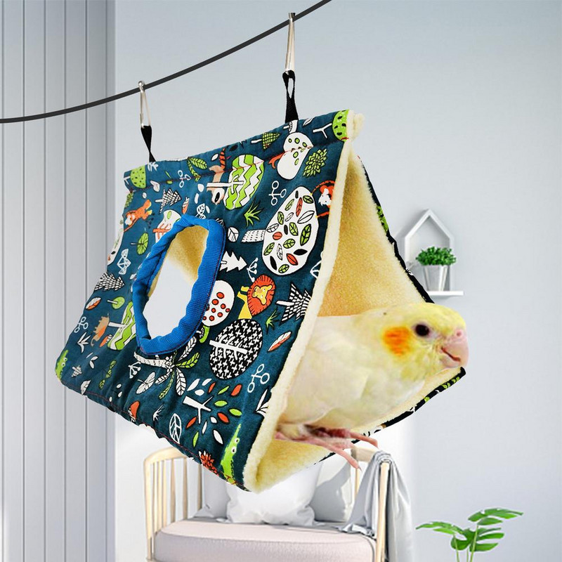 Cuib de papagal din pluș moale, hamac pentru papagal, pat cald suspendat pentru animale de companie, cușcă, colibă, cort, casă de jucărie pentru animale mici