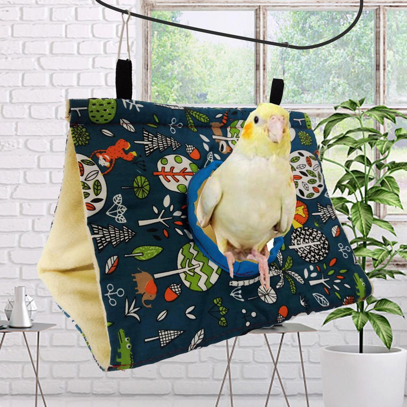 Cuib de papagal din pluș moale, hamac pentru papagal, pat cald suspendat pentru animale de companie, cușcă, colibă, cort, casă de jucărie pentru animale mici