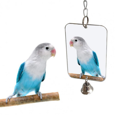Veidrodinis varpelis, nešiojamasis akrilinis žaislų narvelio dekoravimo veidrodis naminių paukščių priedams