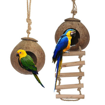 Parrot Natural Coconut Shell Bird Nest Hideout House Παρκοκρέβατο Πουλιά Προμήθειες για Χάμστερ Ινδικά χοιρίδια Πουλιά Σπίτια Ενδιαιτήματα