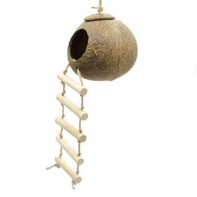 Parrot Natural Coconut Shell Bird Nest Hideout House Παρκοκρέβατο Πουλιά Προμήθειες για Χάμστερ Ινδικά χοιρίδια Πουλιά Σπίτια Ενδιαιτήματα