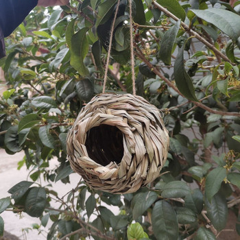 Birds Nest Bird Cage Φυσικό καλάμι γρασίδι σφαιρική φωλιά κολιμπρί Weaved Hanging Bird Nest House Υπνοδωμάτιο για κατοικίδια Διακόσμηση υπαίθριας αυλής