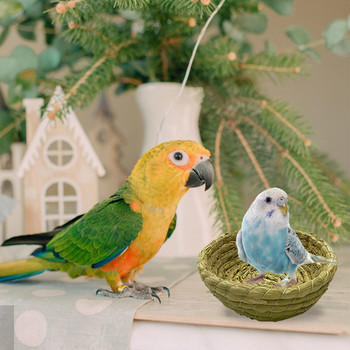 Φυσική φωλιά πουλιών Ζεστή κρεβατοκάμαρα για κατοικίδια Αυλή Πουλί Χειροποίητα ψάθινα κλουβιά Στολίδι για Παπαγάλους Καναρίνια Φωλιά Περιστεριών