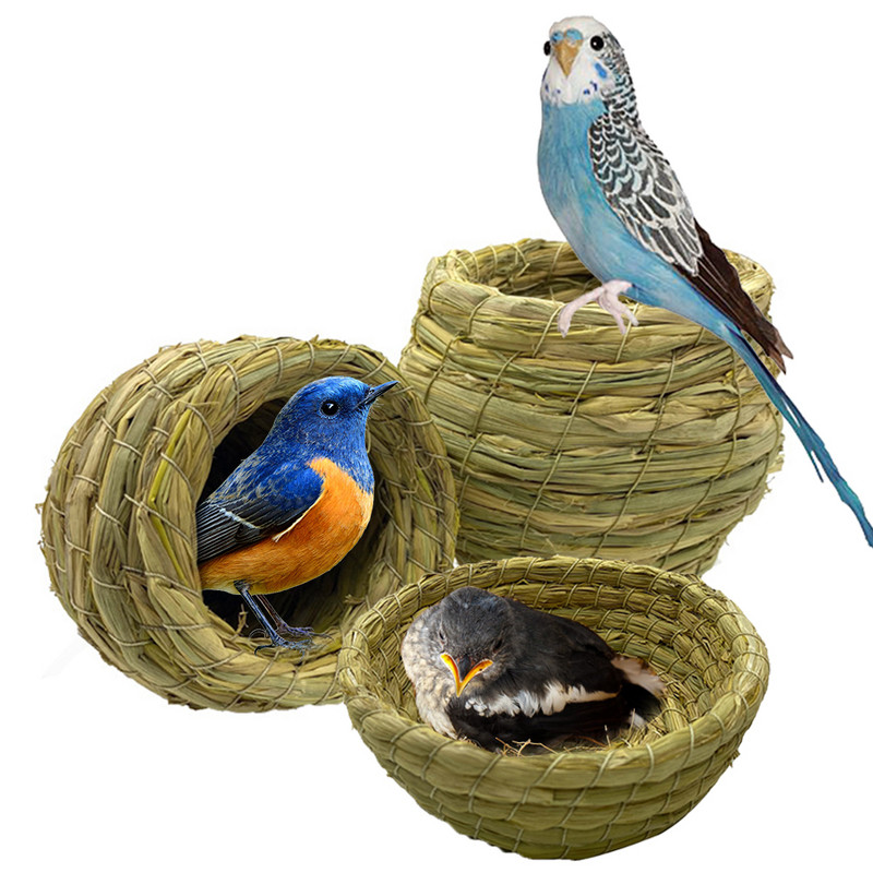 Prirodno gnijezdo za ptice Topla spavaća soba za kućne ljubimce Dvorište za ptice Ručno izrađeni slamnati kavezi Ukrasi za papige Kanarinci Gnijezdo kućica za golubove