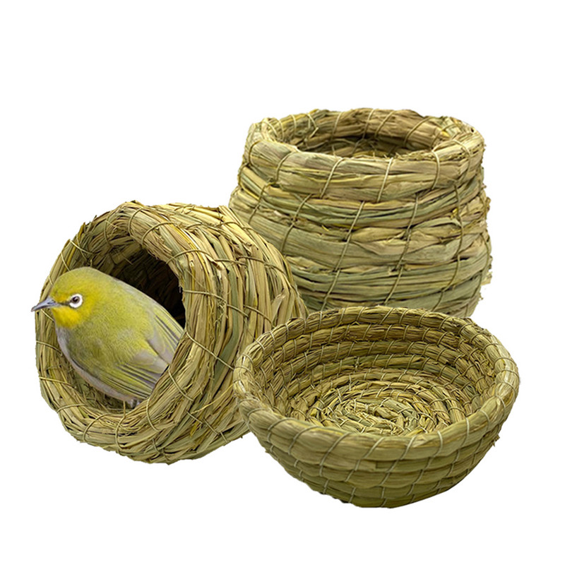 Prirodno gnijezdo za ptice Topla spavaća soba za kućne ljubimce Dvorište za ptice Ručno izrađeni slamnati kavezi Ukrasi za papige Kanarinci Gnijezdo kućica za golubove