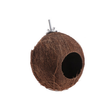 Bird Parrot Finch Nest Φυσικό κέλυφος καρύδας κρεμαστή αλυσίδα κλουβί Toys Swing House 090