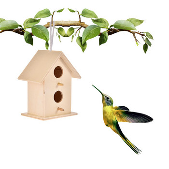 Ξύλινη Φωλιά Πτηνών Κρεμαστό Σπίτι Φυσικό ξύλινο Κλουβί Χώρος ανάπαυσης Επιτοίχιο Υπαίθριο Σπιτάκι πουλιών Ξύλινο κουτί Πέρκα Προμήθειες Νέο