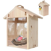 Wood Bird Nests Βεντούζα Visible Bird Home Garden Window Birdhouse Outdoor Wild Birds Feed Dispenser Food Container House #WO