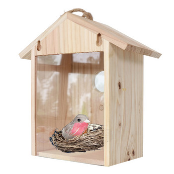 Wood Bird Nests Βεντούζα Visible Bird Home Garden Window Birdhouse Outdoor Wild Birds Feed Dispenser Food Container House #WO