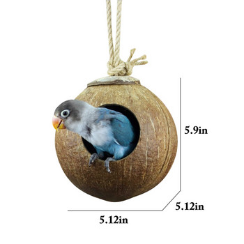 2 вида Сладък удобен дизайн Къща за гнездене на птици от естествен кокосов орех Малък размер Домашни любимци Папагал Чинка Клетка за врабчета