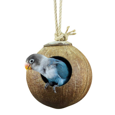 2 Tipuri Drăguț Design Confortabil Cochilie de Cocos Naturală Casă de cuibărit pentru păsări Cușcă pentru animale de companie de dimensiuni mici, Perus, Finche, Vrăbii