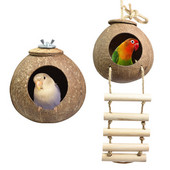 Cuști pentru păsări, cochilii de nucă de cocos naturală, cuib de păsări, casă de ascunzătoare, pentru păsări, pentru animale de companie mici, hamster, cobai, vrăbii