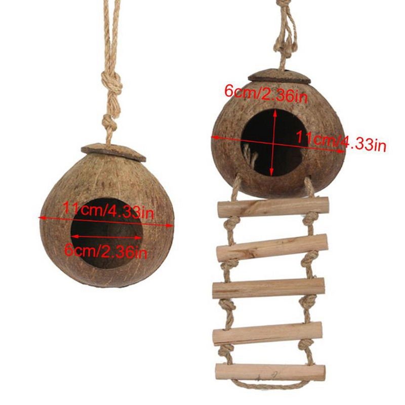 Cuști pentru păsări, cochilii de nucă de cocos naturală, cuib de păsări, casă de ascunzătoare, pentru păsări, pentru animale de companie mici, hamster, cobai, vrăbii