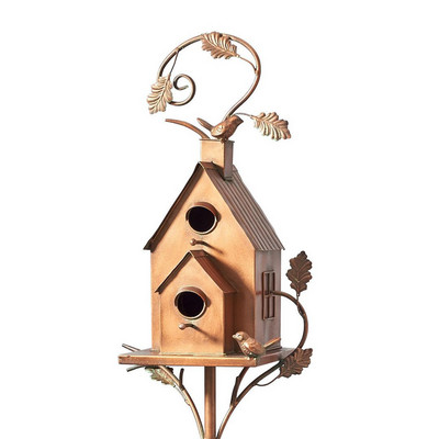 Durable Bird House Gift Garden Decor Outdoor With Stakes Yard Attractive Exquisite Metal Feeder Home Patio Ornament Lawn