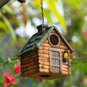 Къщички за птици за външно окачване от смола Декоративни висящи къщички за птици Естествено гнездо за птици за външни къщички за птици за добавяне на цвят и