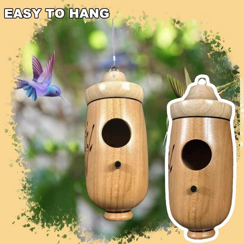 Koolibrimaja – 2023. aasta uus puidust koolibrimaja õues rippuvaks koolibrimajaks pesitsemiseks